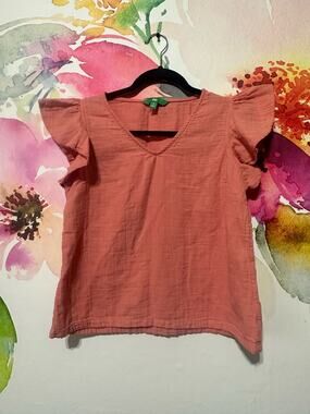 dip - Pink Flutter Sleeve Shirt - Size Small